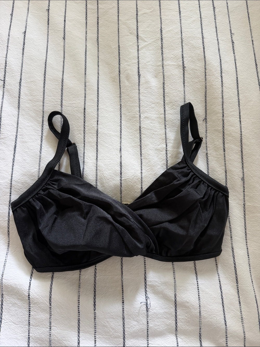 Boden Black Bikini Top with Gathered Front